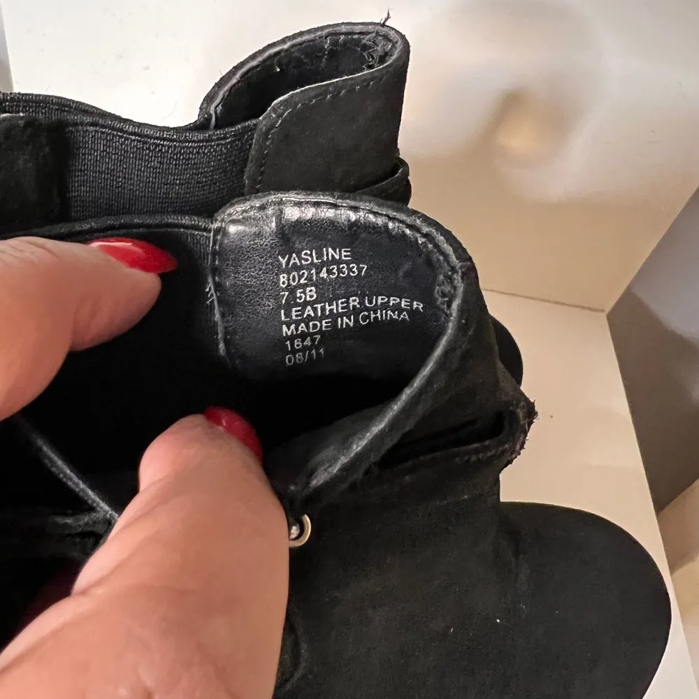 Classic Black Suede Ankle Boots with Buckle Detail Wedge Heel Casual Booties‎ - Image 6