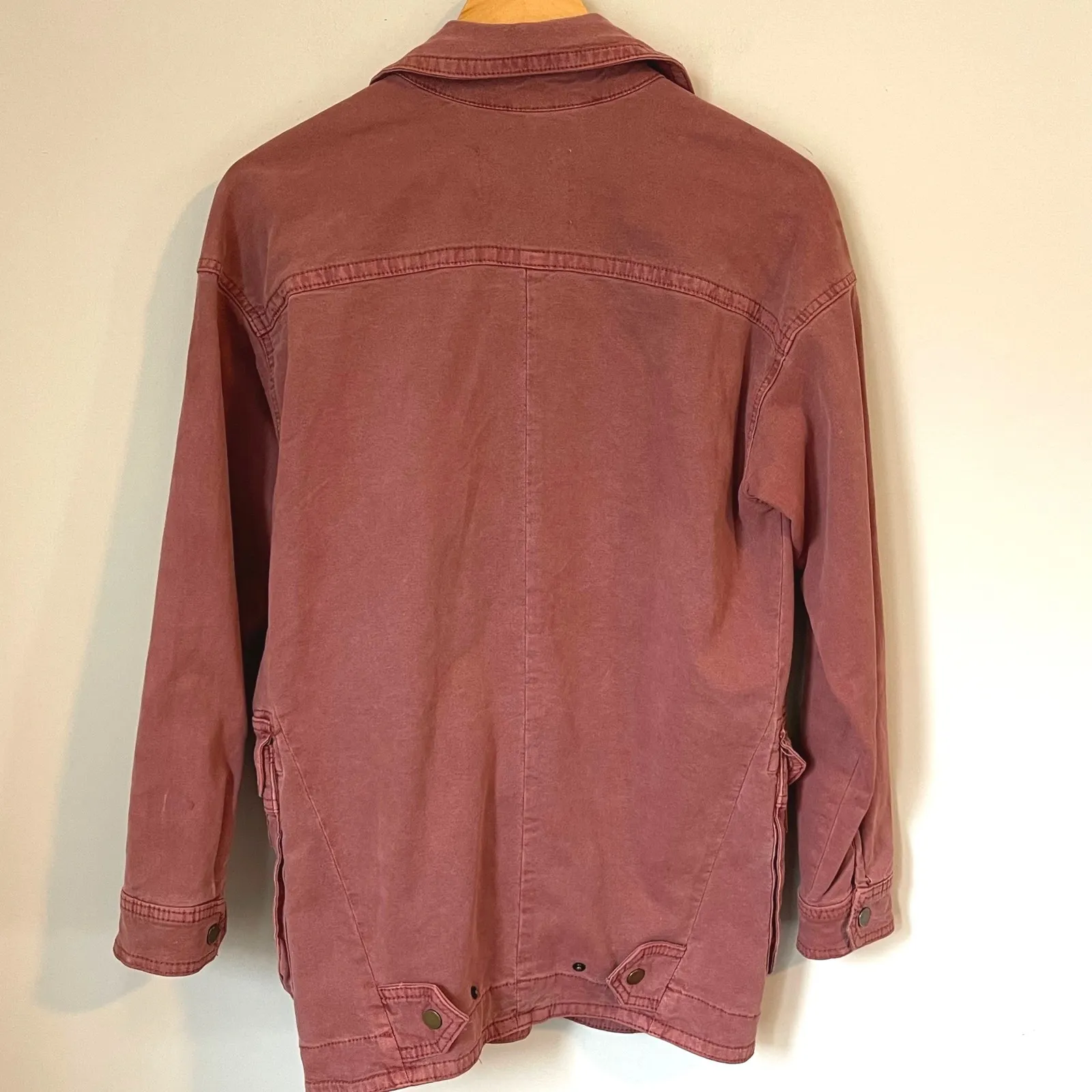 Anthropologie Moto Utility Parka Jacket XS Casual Pockets Lightweight Coat Mauve Red - Image 5