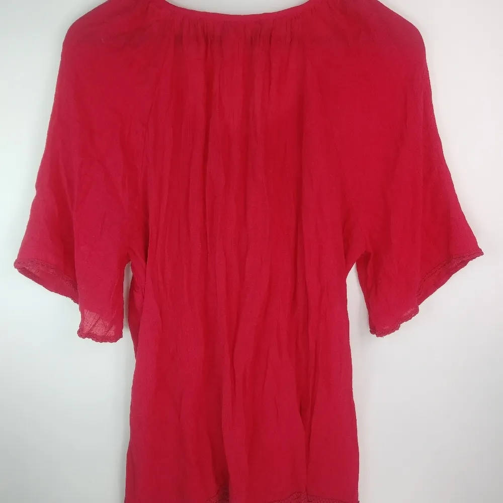 Dress Barn 1X Red Mexican Peasant Top Plus - Image 5