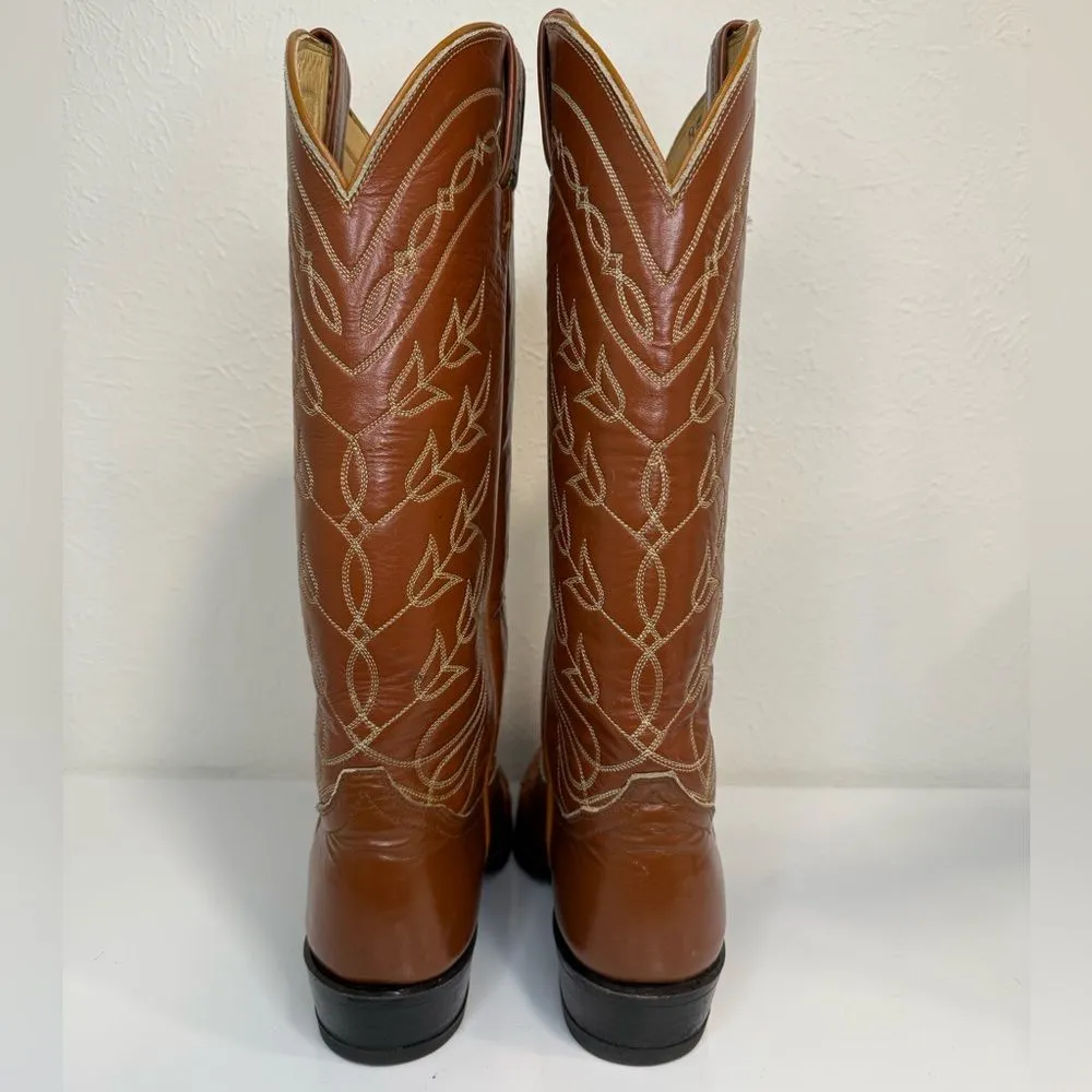 Vintage Tony Lama Black Gold Label Lizard Vamp Cowgirl Floral Boots Size 6C RARE - Image 4