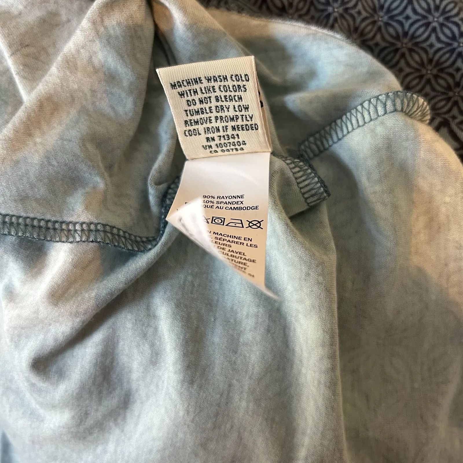 LL‎ Bean Knit Dress Women's Size 3XL Teal Navy Short Sleeve Faux Wrap V Neck Blue - Image 8