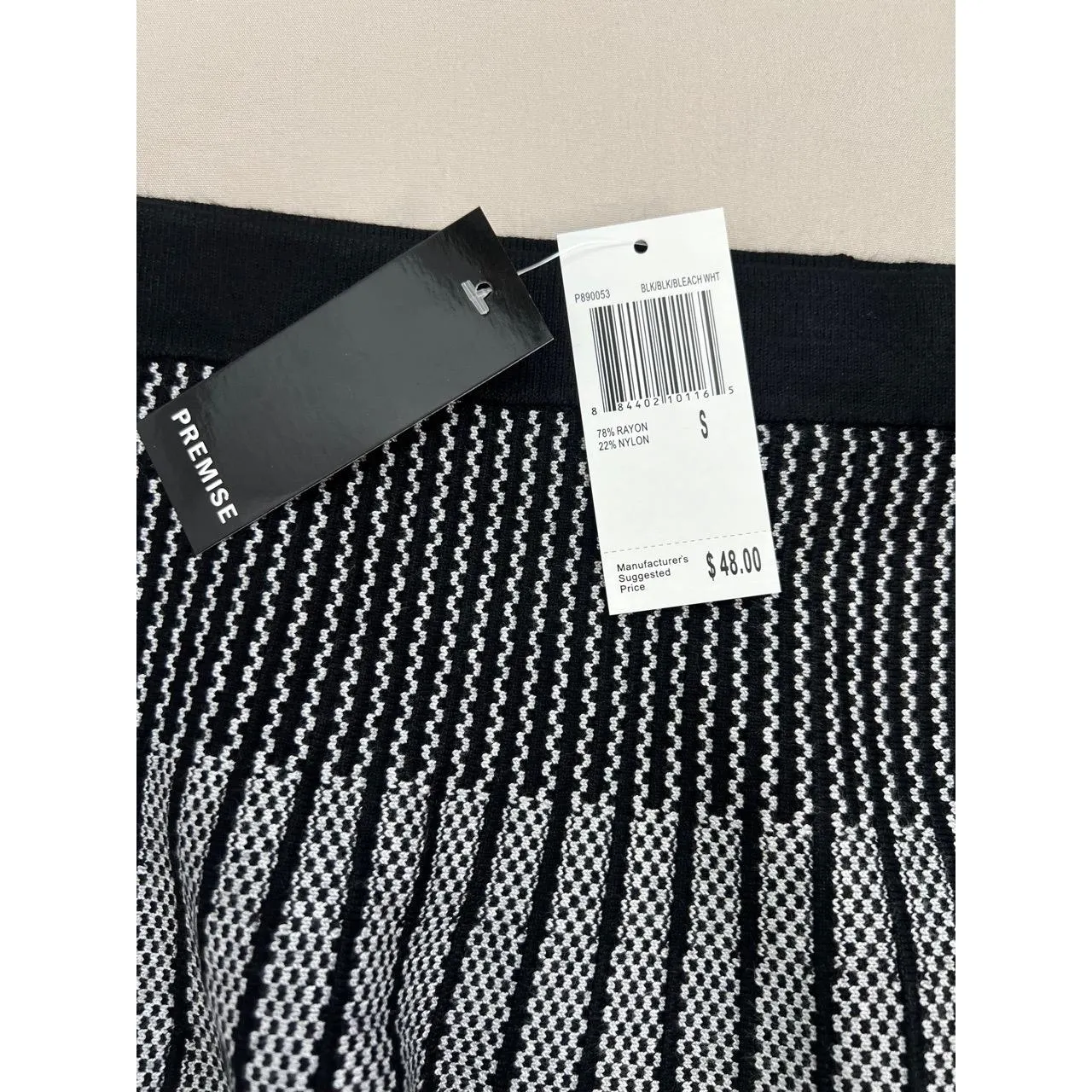 PREMISE Pullon Skirt Womens Size S Black White Striped A Line Knit Modern Chic - Image 3