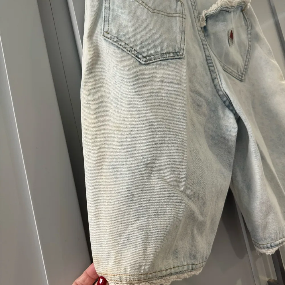 Vintage 90s Jou Jou Heartbreaker Denim Jean Shorts Lace Trim &‎ Heart Patch 9/10 Blue - Image 11