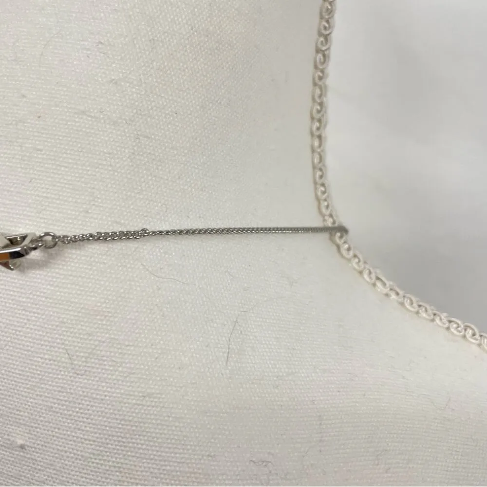 Givenchy Silver Tone Faux Pearl Teardrop Necklace Jewelry Rhinestone - Image 6