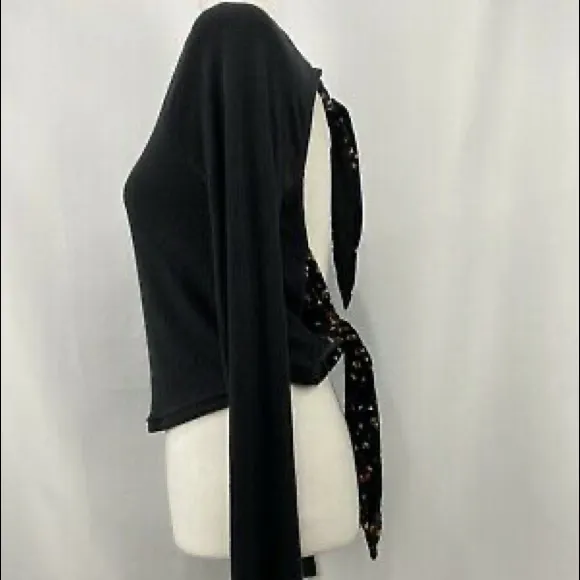 FREE PEOPLE Womens Black Scoop Neck Crop Top Top Size XS - Image 4