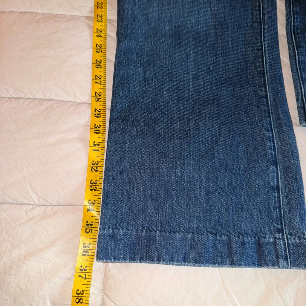 Theory Blue Wide Leg Flare Jeans - Image 10