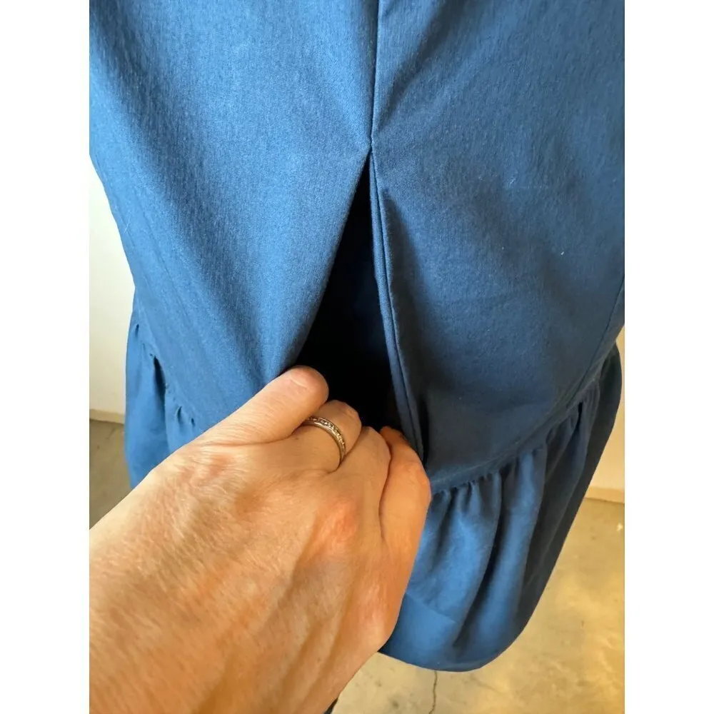 Universal Standard For J Crew Blue Poplin Drop Waist Ruffle Hem Dress Size XS - Image 8