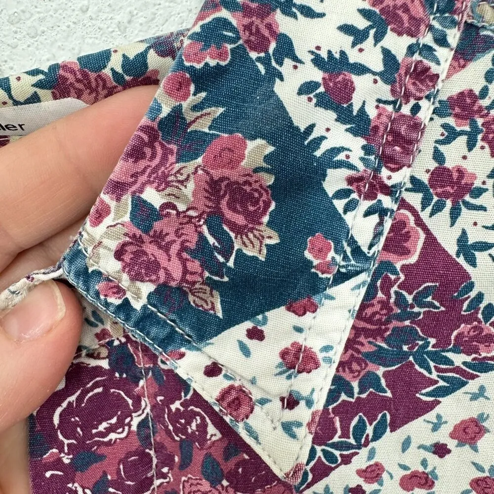 Vintage Paris Sport Club‎ Quilted Pink Patchwork 100% Cotton Western Blouse Size M - Image 5