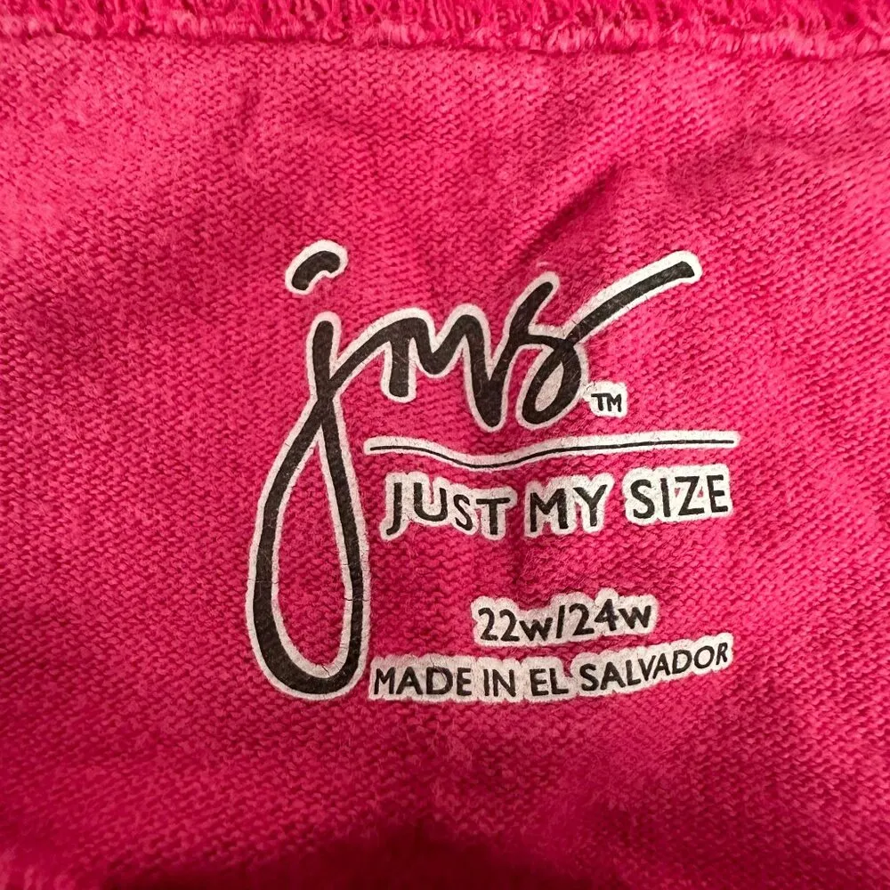 JMS Just My Size Women's Tank Top 22W/24W Pink Sleeveless 100% Cotton Plus Size - Image 2