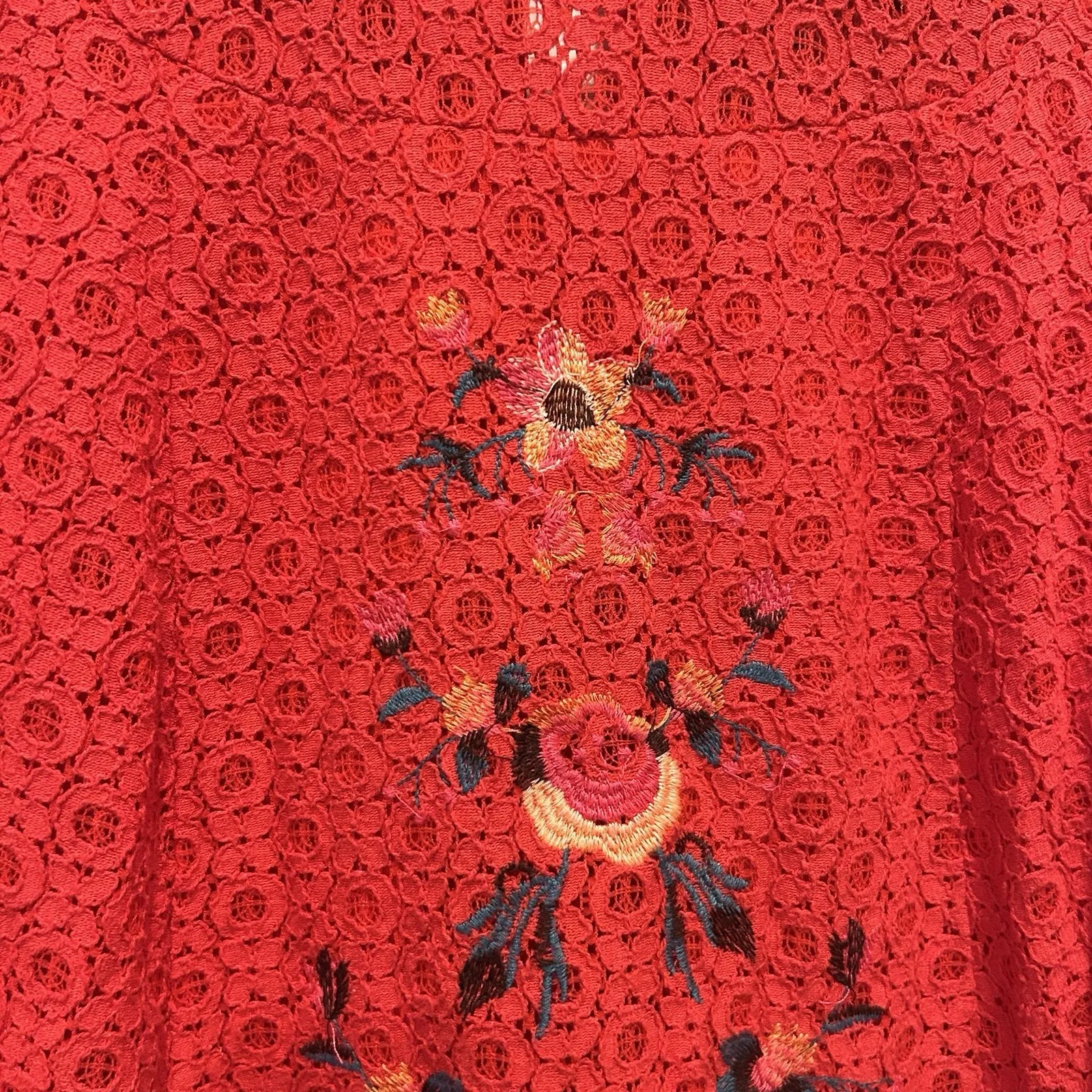 Altard State Red Lace Floral Embroidered Short Sleeve Top Womens S Valentine's - Image 8