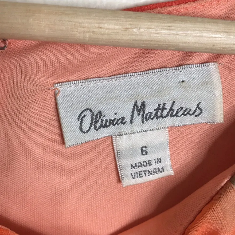 Olivia Matthews Women's Dress Coral/Peach Round-neck Sleeveless size 6 - Image 6