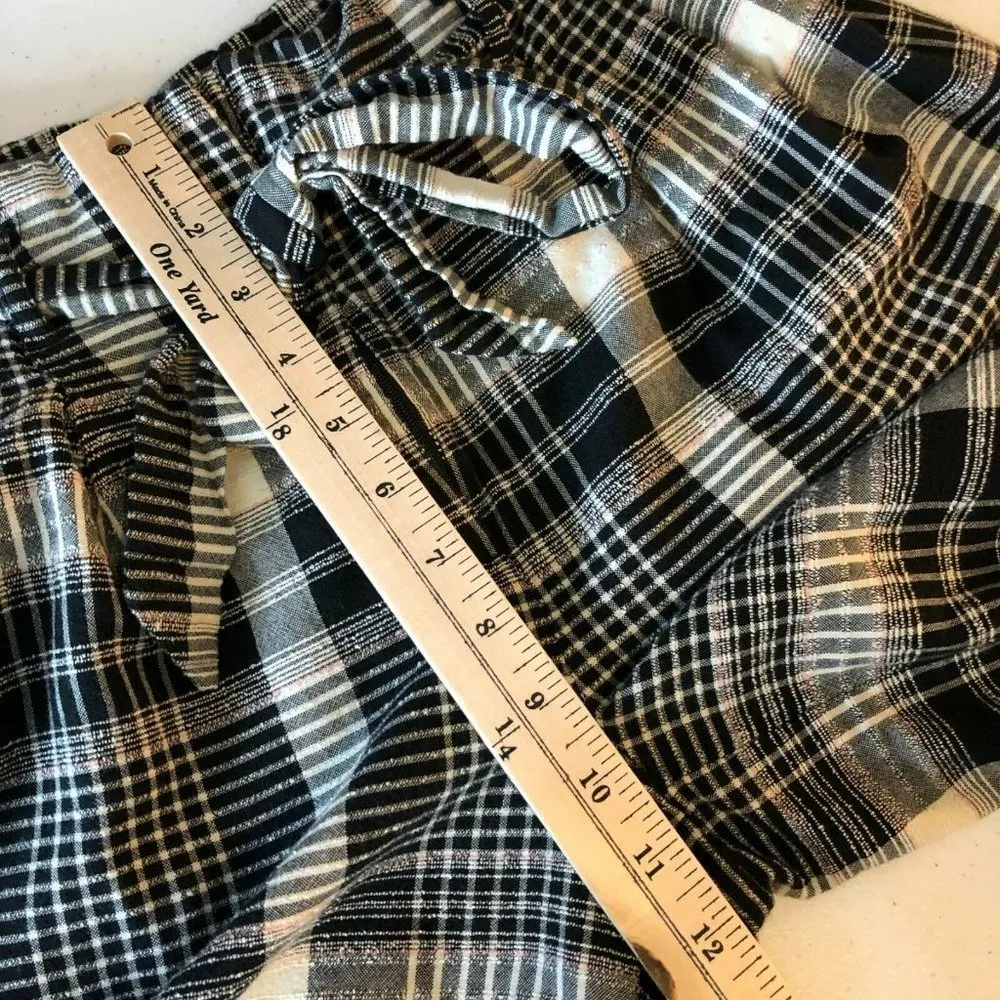 ett:twa Anthropologie Womens Crop Pants Wide Leg Plaid Tie Waist Black White 4 - Image 8