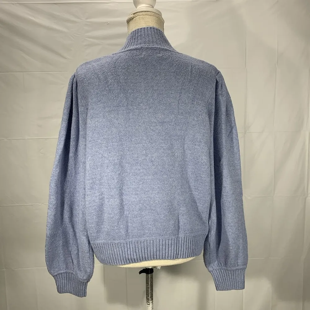 Universal Thread Light Blue Puff Sleeve Mock Neck Quarter Zip Sweater Si… - Image 7