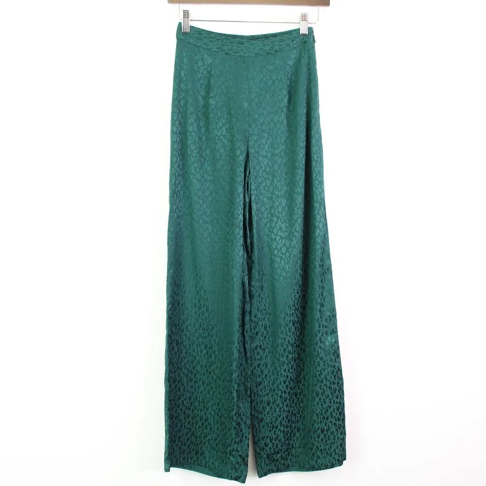 L*Space Harlow Satin Animal Print‎ Pant in Ultramarine Green Size 0 - Image 2