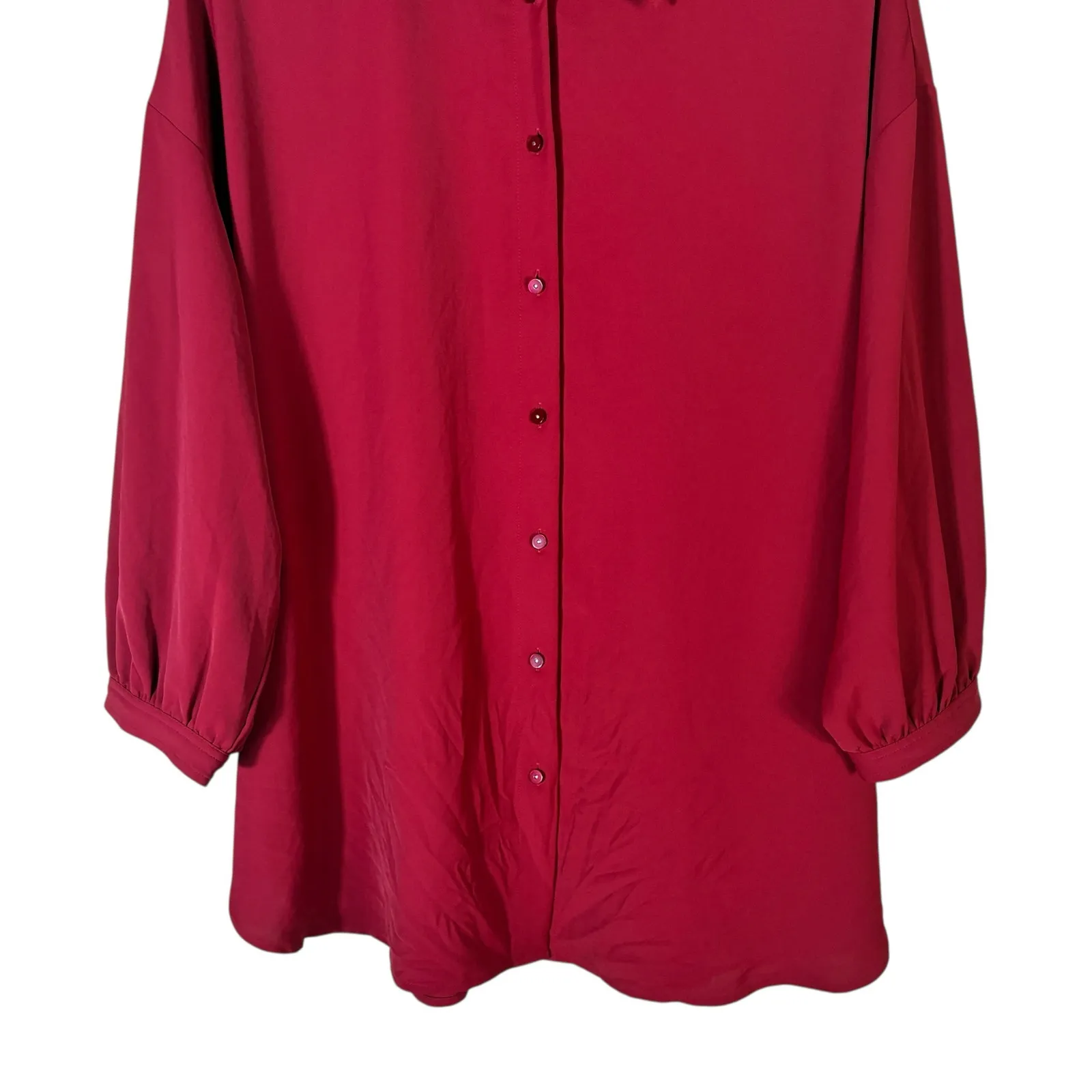 EXPRESS NWT  Button Down Top Womens L Red 3/4 Sleeve Relaxed Minimalist Office - Image 4