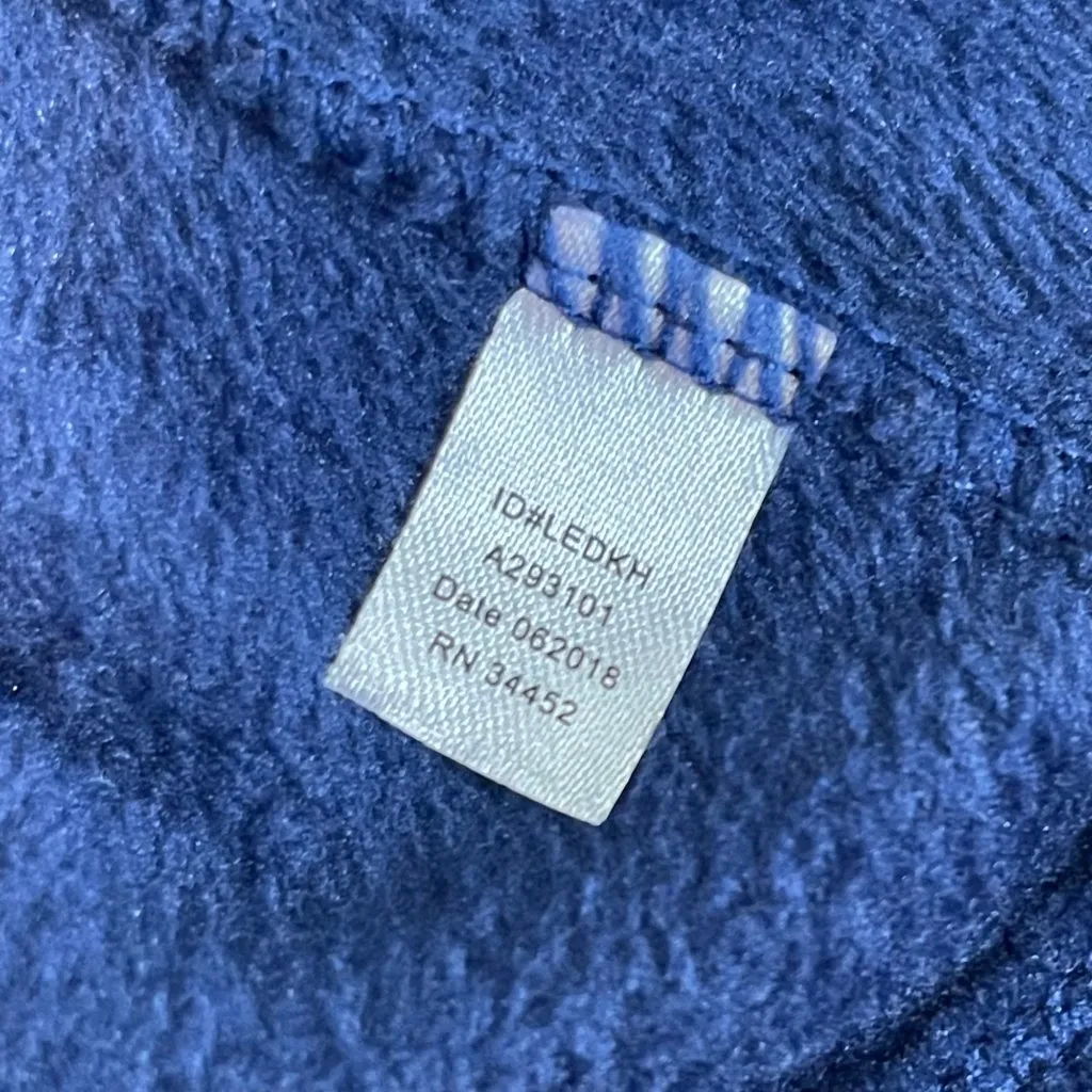 Cuddl Duds Hooded Wrap Women's Size XL Double Plush Velour Navy Thumbholes Snap - Image 13