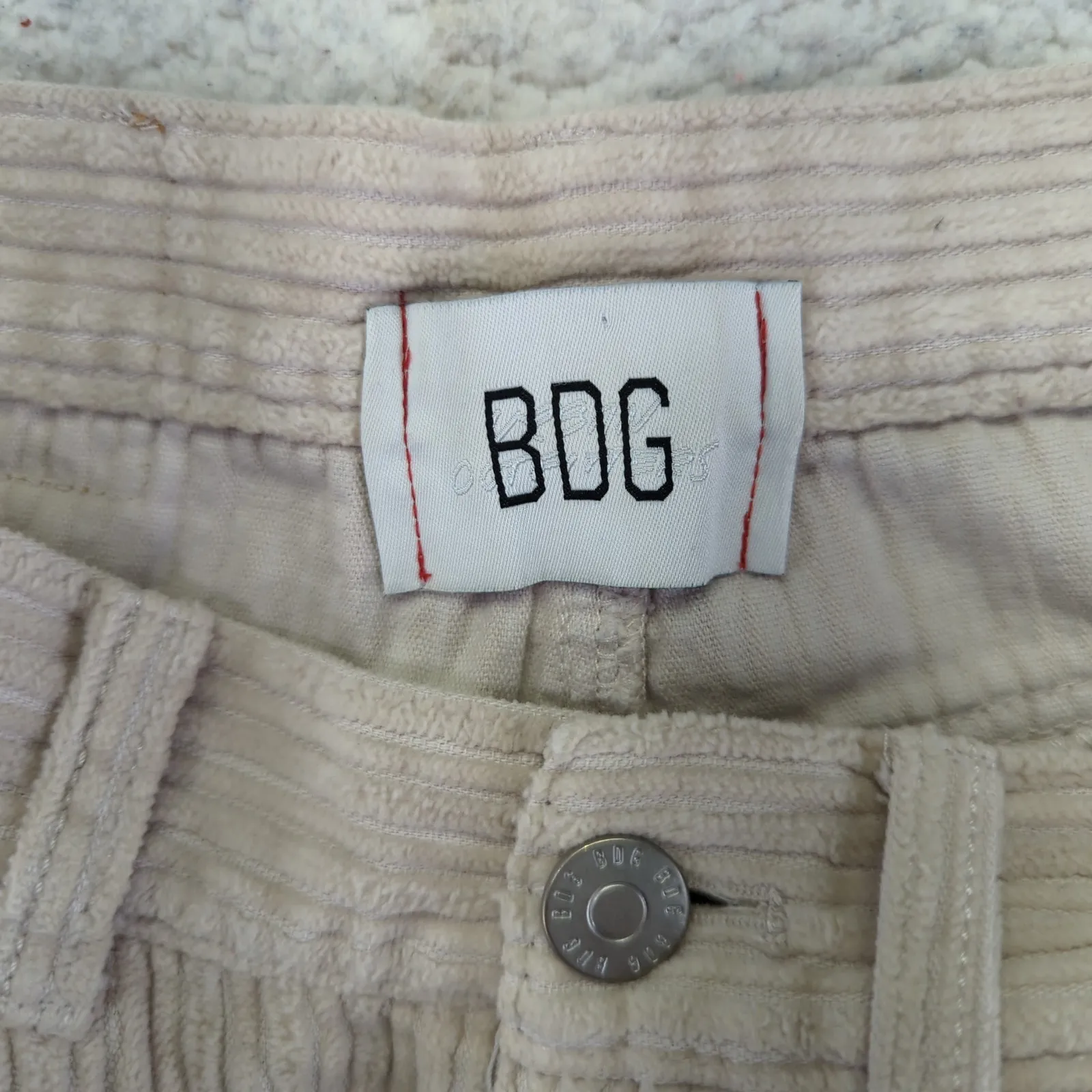 BDG High Rise Baggy Corduroy‎ Jeans Pants Women's Size 27 Cream Ecru - Image 7