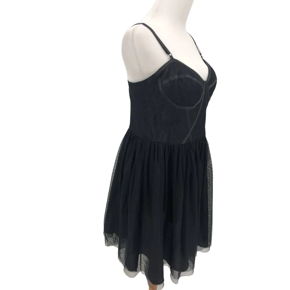 JILL Jill Stuart Dress Womens 10 Mini Corset Tulle Swiss Dot Lace Black - Image 5