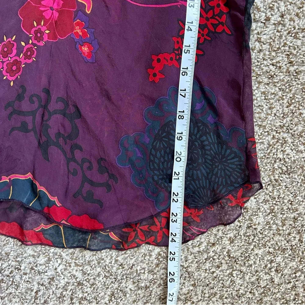 Hale Bob  100% Silk Purple Red Bell Sleeve Blouse Small Boho - Image 8