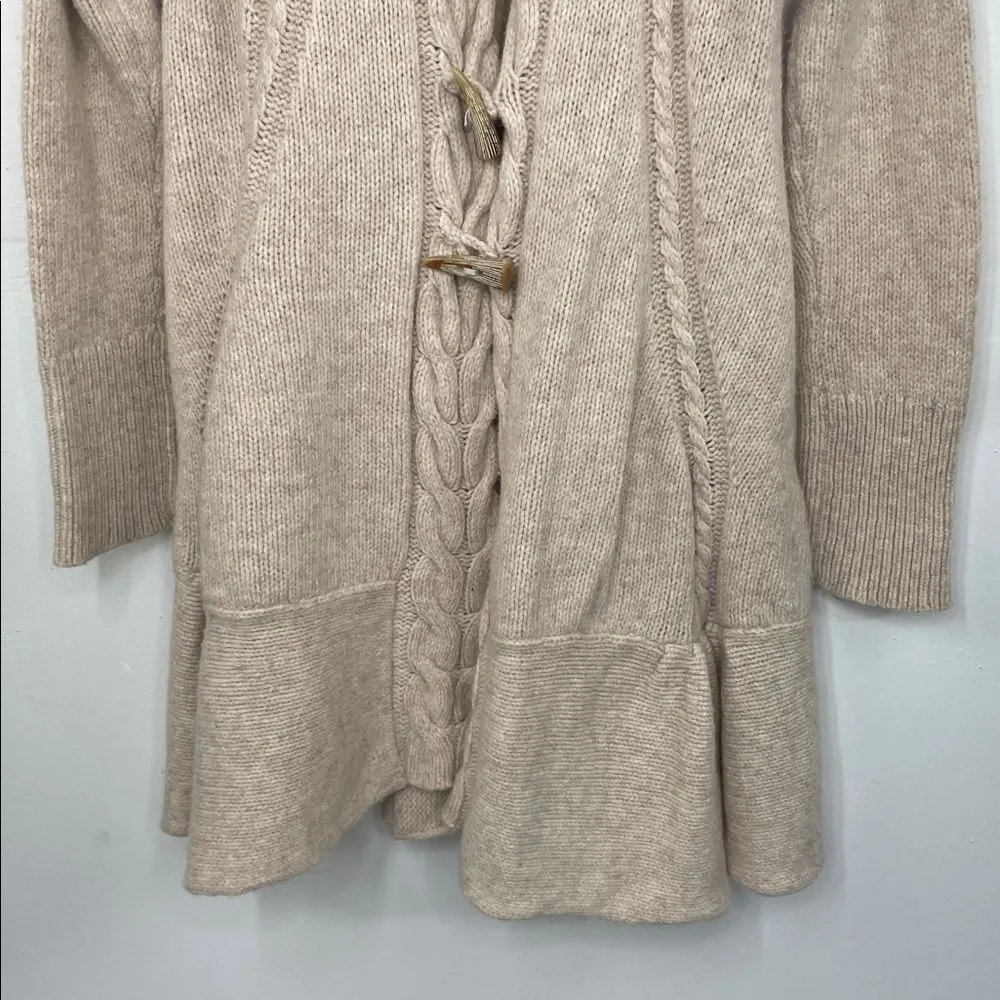 Anthropologie Angel of the North Cable Knit Long Cardigan Sweater Large cream - Image 4