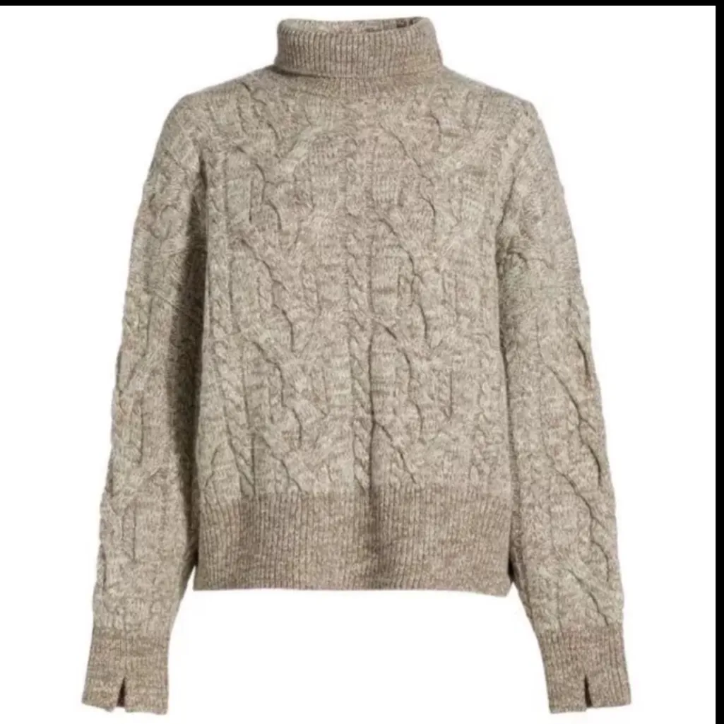RAG & BONE
NORA CABLE TURTLENECK
SWEATER -
IVORY/BROWN Size SP - Image 2