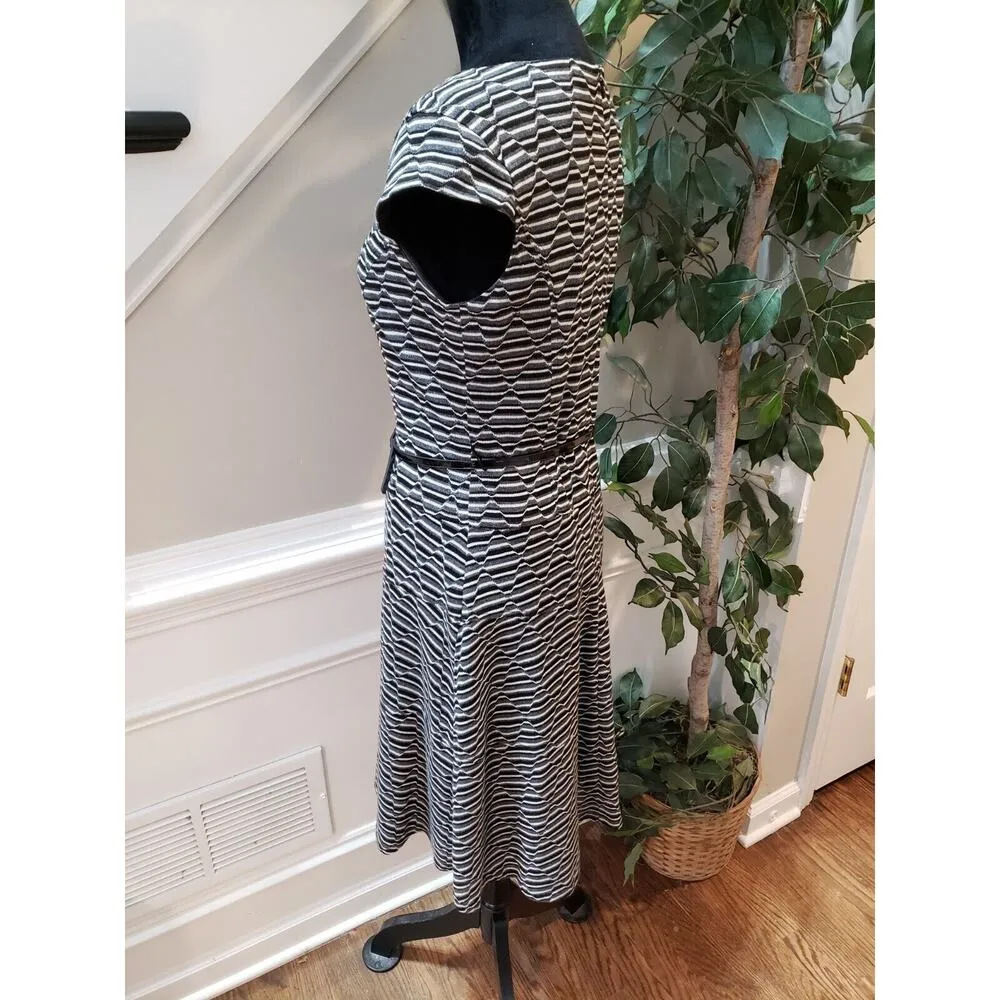 Anne Klein Women Multi Geo Print Round Neck Cap Sleeve Lined Knee Length Dress 8 - Image 6