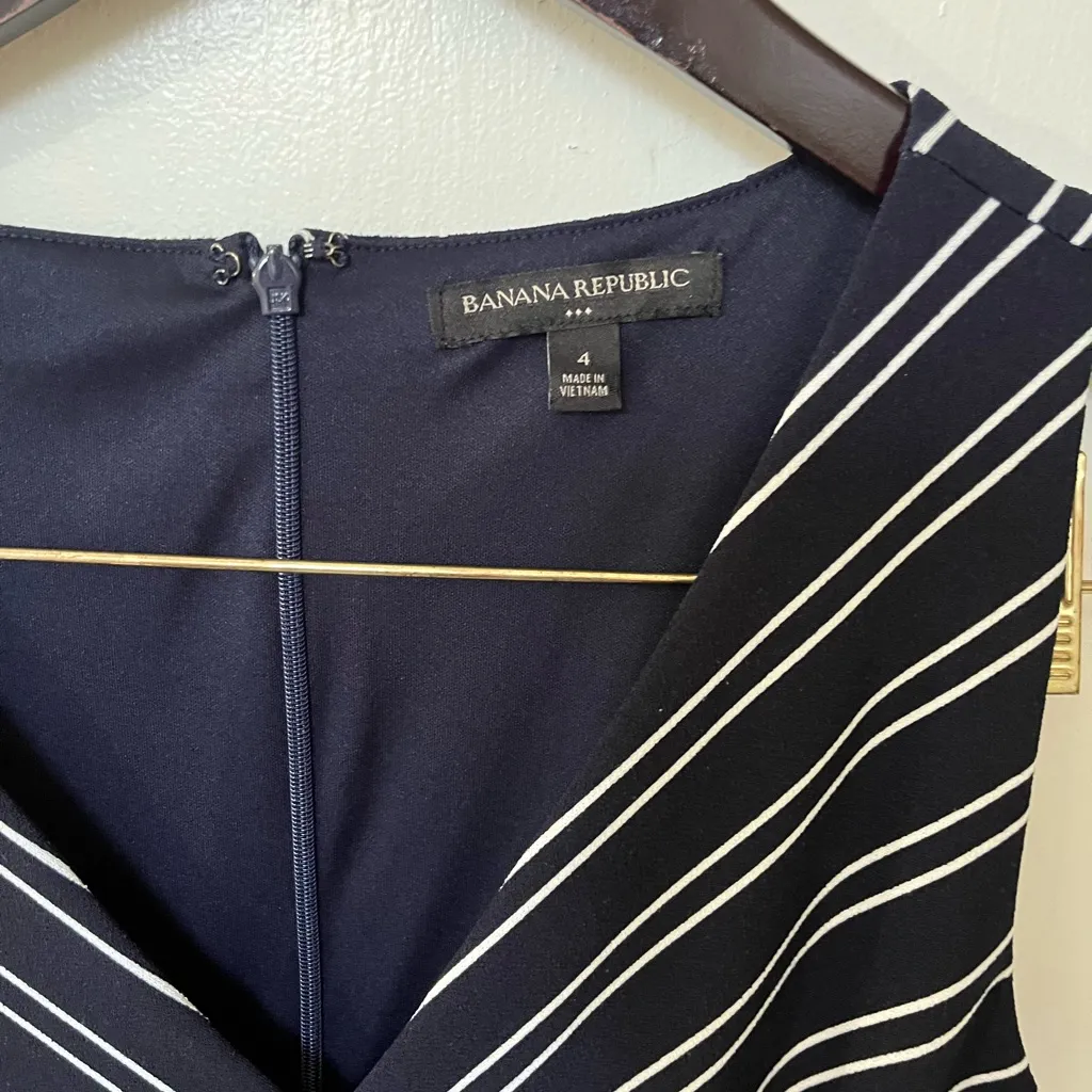 Banana Republic Navy and White Striped Jumpsuit - Image 4