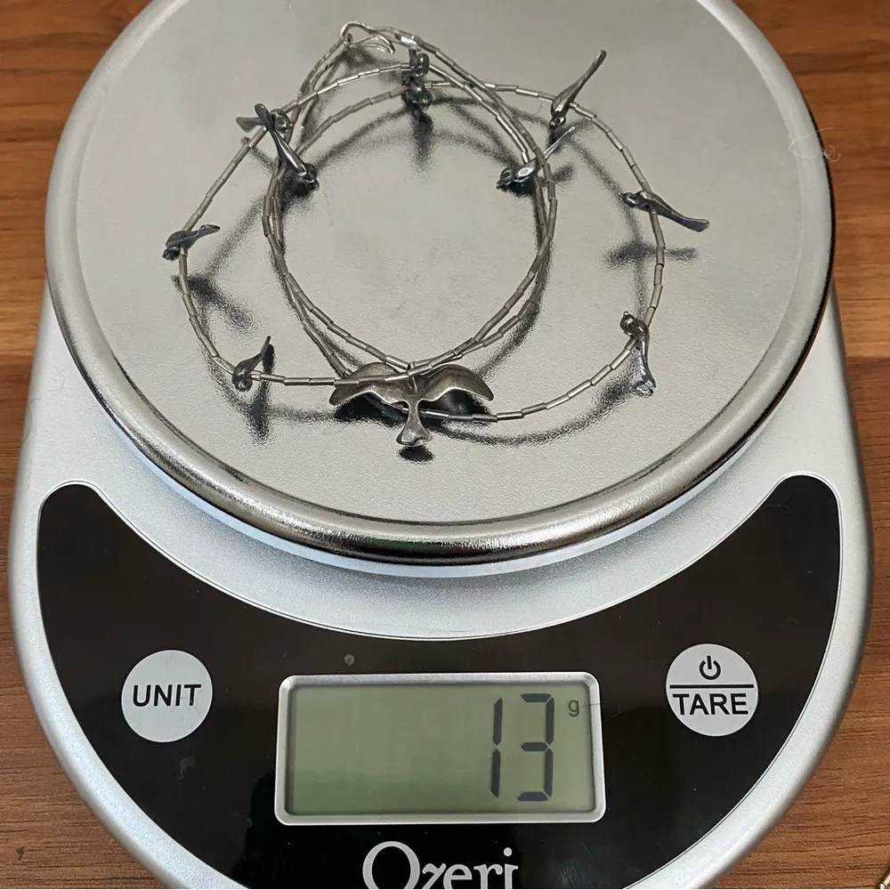 Vintage Native American Zuni Southwestern Liquid Silver Bird Fetish Necklace - Image 12