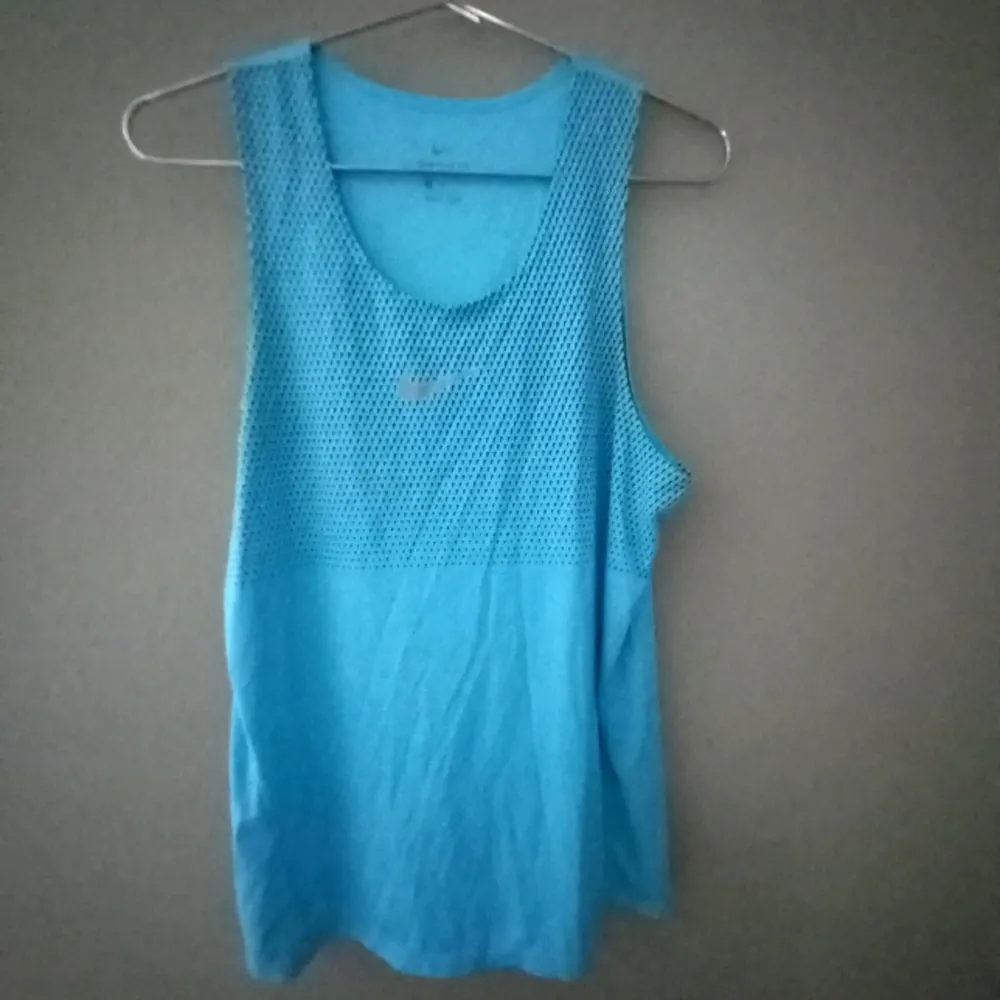 Nike Dri-Fit M Loose Fit Athletic Long Tank Top Turquoise n Gray - Image 7