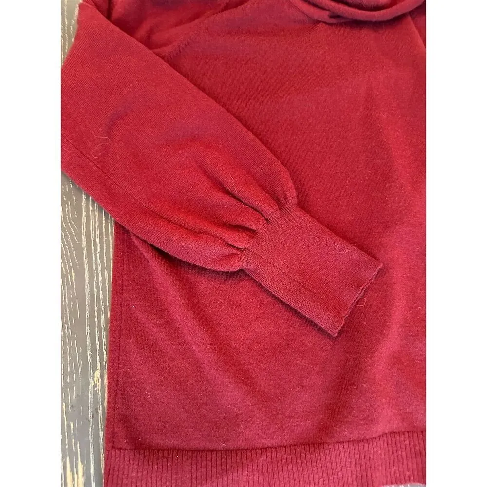 Chico's Women's Funnel Neck Pullover Sweater Burgundy Size medium - Image 4