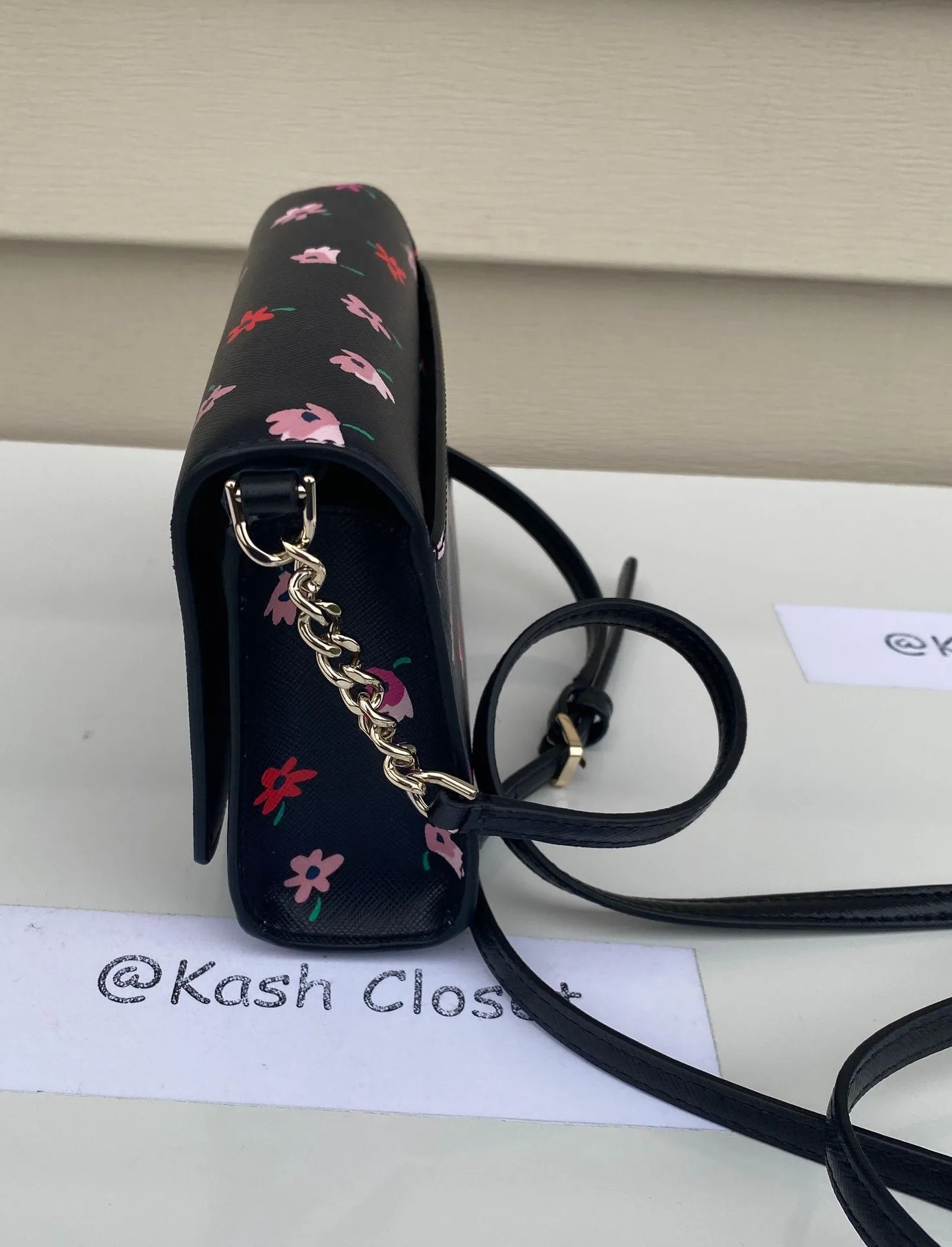 Ditsy Buds Small Flap Crossbody purse -Black multi - Image 6