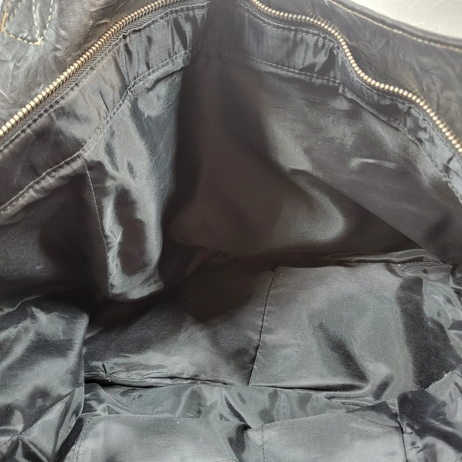 Via Spiga‎ Womens Shoulder Bag Large Black Patent Leather Pockets Lined Hobo - Image 12