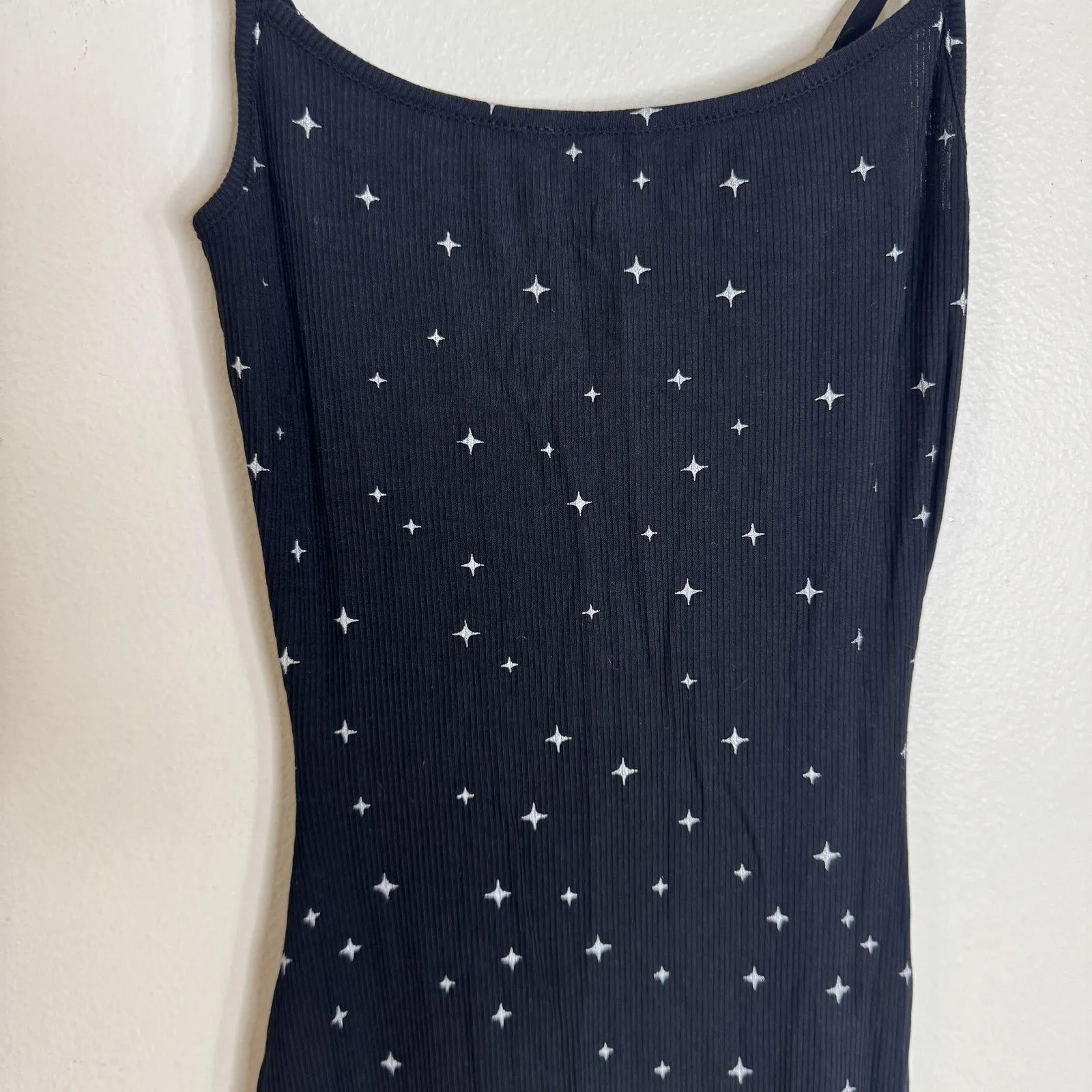 Skims Soft Lounge Long Slip Maxi Dress Womens Small Onyx Sparkle Print Black - Image 6