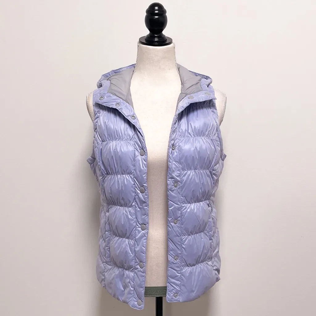 White Sierra Ice Blue St. Helens Button Vest Hooded NWT Small Puffer Quilted - Image 2
