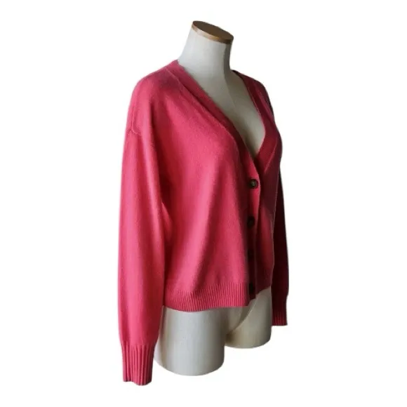 INTERMIX Roya Cashmere Pink Cardigan Sweater Button Down Long Sleeves Size Small - Image 9
