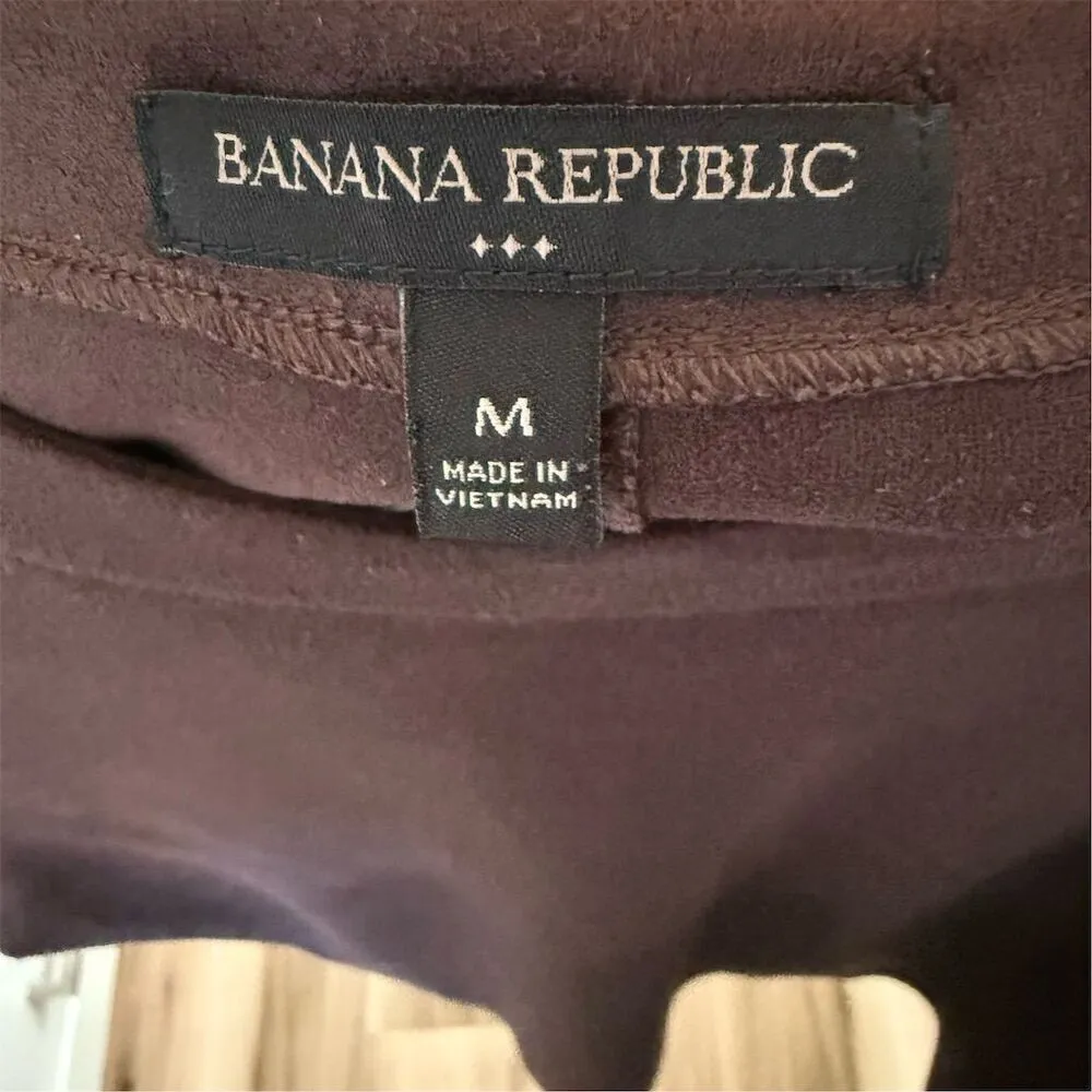 Banana Republic Chocolate Brown Faux Suede T-Shirt Size M Short Sleeve - Image 5