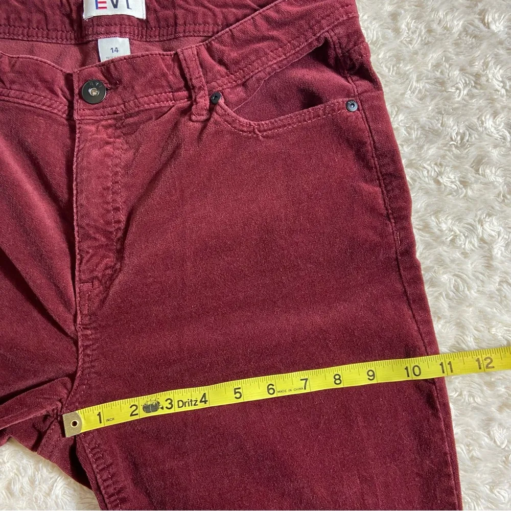 EV1 Velvet Deep Red Ankle Length Slim Cut Mid Rise Jeans Size 14 Cotton - Image 12