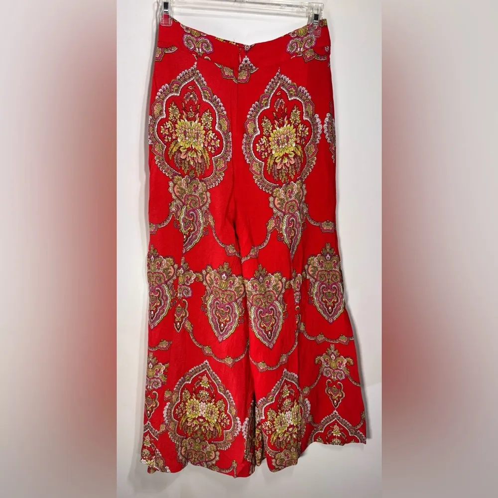 Anthropologie Manon Flare Pants in Red Motif- size 2 - Image 5