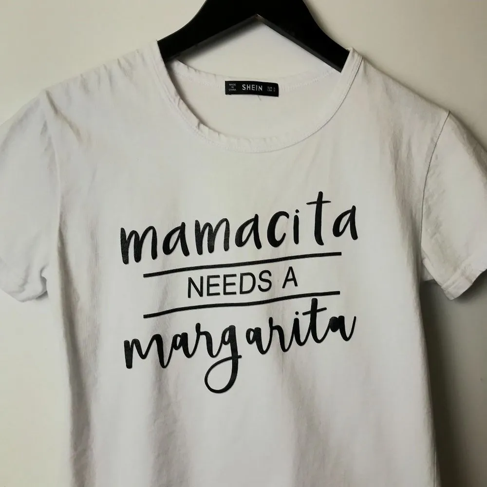 Shein Mamacita Needs Margarita T Shirt Classic Statement Graphic Tee Top Small S - Image 12