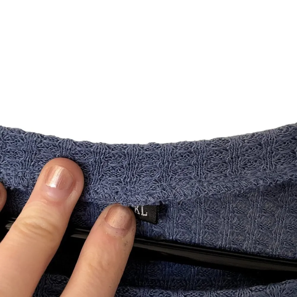 Eggshell blue waffle knit long sleeved crewneck sweater tunic top Size XL - Image 5