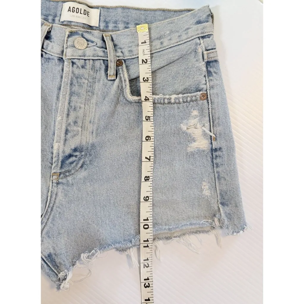 Agolde Parker Vtg Cut Off Denim Shorts Women Sz 24 Blue Rapture High Rise Button - Image 8