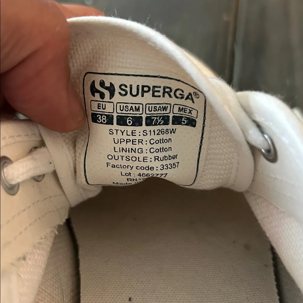 Superga White Canvas Sneakers with Rainbow Detail size 6 GUC - Image 7