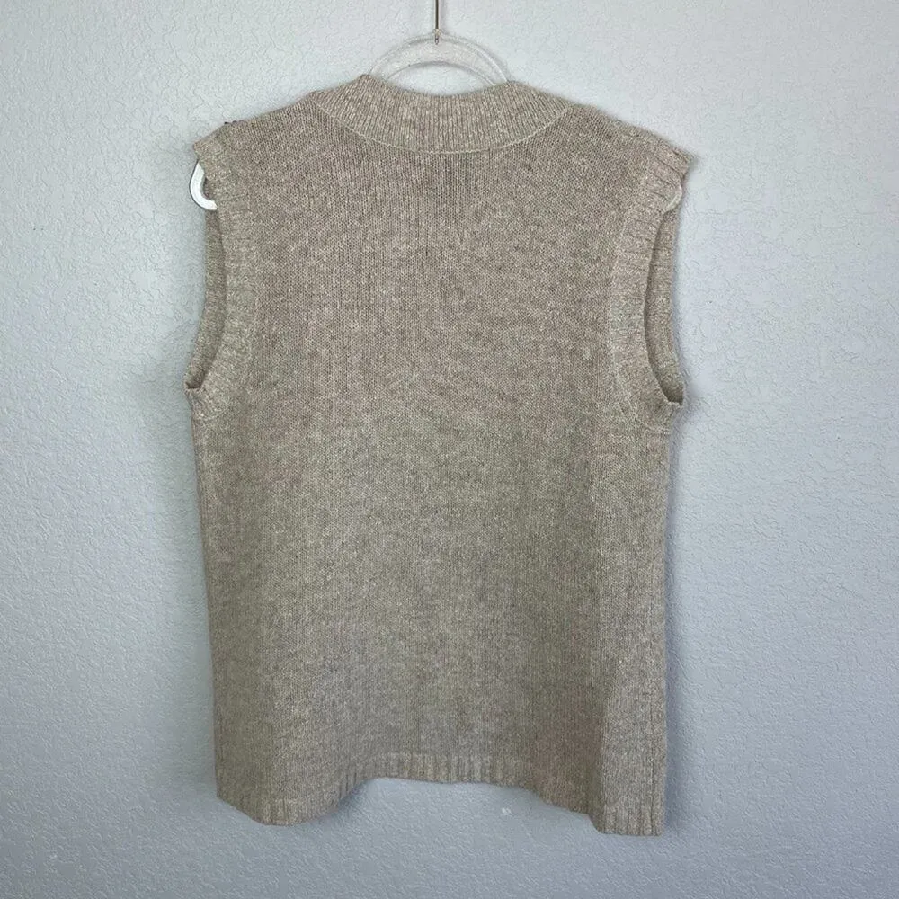 PINE NEEDLES Silk Sweater Vest Size M Tan Size M - Image 6