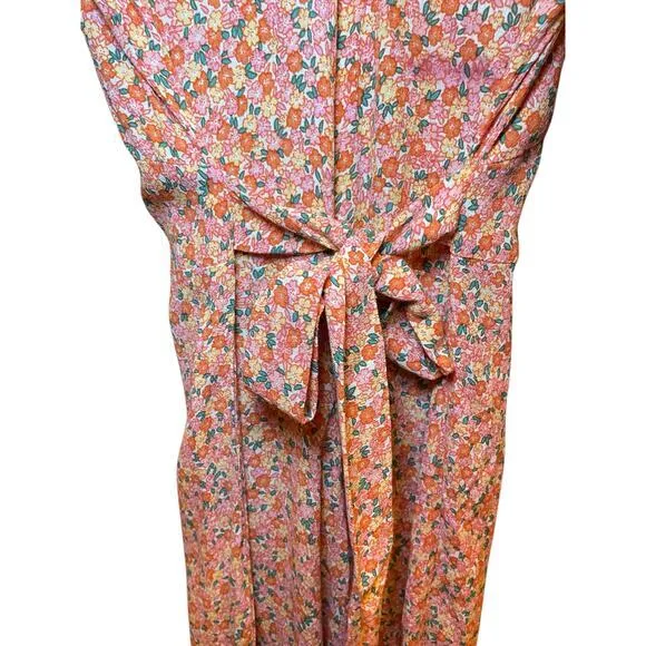 Faithfull The Brand Women 4 Orange & Pink Floral Flower Jumpsuit Romper - Image 14