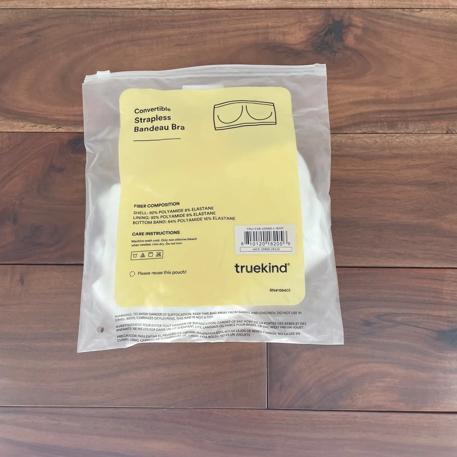 Truekind Convertible Strapless Bandeau Bra White Size L Size L - Image 5