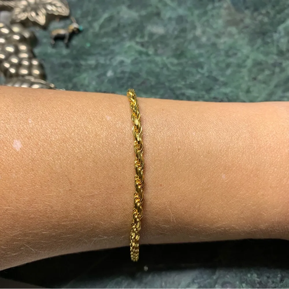 Twisted Rope Chain Bracelet 7.5” Solid 925 Gold Vermeil - Image 4