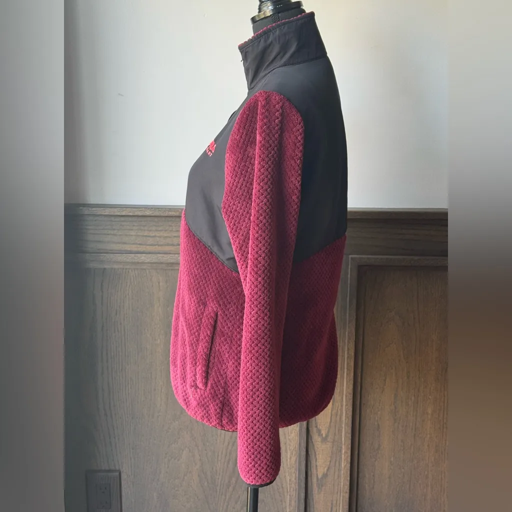 Fila Sport Women’s Maroon Full Zip Fleece Bottom/sleeves  Jacket Size M - Image 4