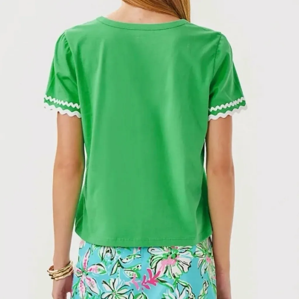 Lilly Pulitzer Green Clairmont Ric Rac Trimmed Knit Top. - Image 2