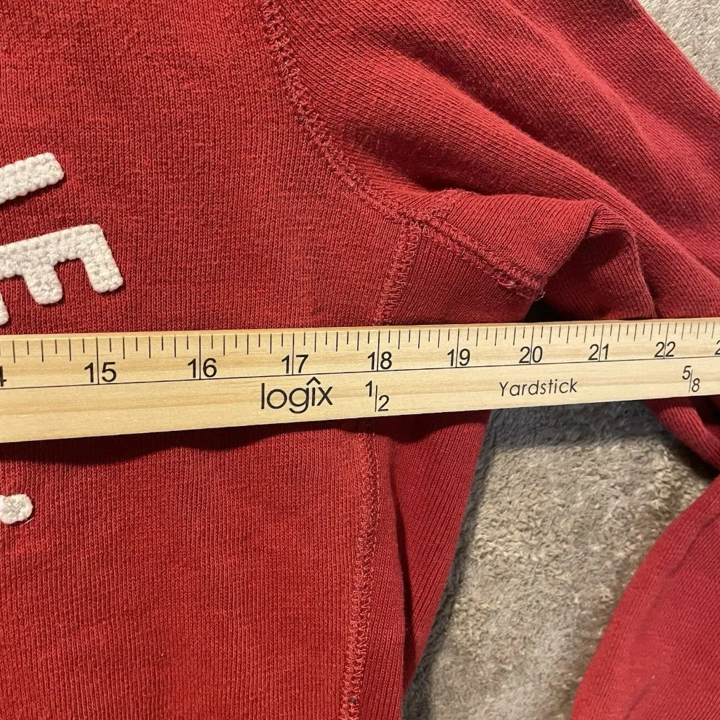 Abercrombie & Fitch Hoodie Womens XS Red Pullover Spellout Sweatshirt Y2K - Image 6