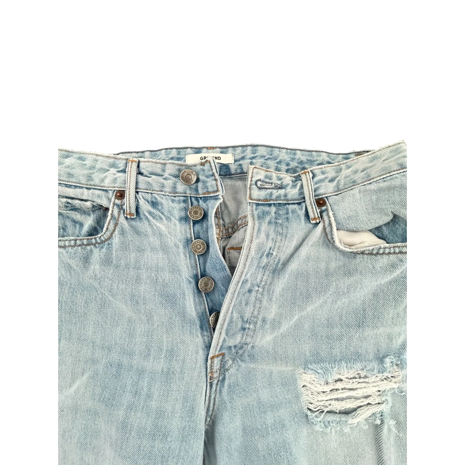 GRLFRND Mica High Rise Straight Leg Ripped Jeans To the Limit Light Wash Size 26 - Image 4